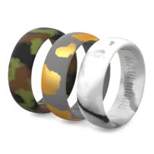 Classic silicone ring men camo set of 3 rings for men silicone wedding bands camo, marble grey gold, white marble.