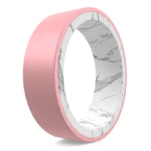 Double-sided two tone silicone ring for women pink, marble safer to wear functional alternative mens rings.
