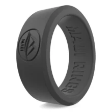 Smooth to wear solid dark grey silicone ring men durable alternative ring.